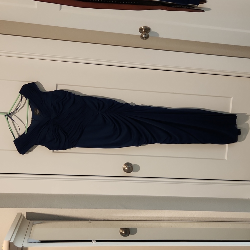 Adrinna Papell, long dress, blue, size 2P